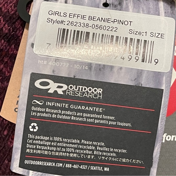 Outdoor Research Effie Winter Beanie Girls NWT - Picture 4 of 8